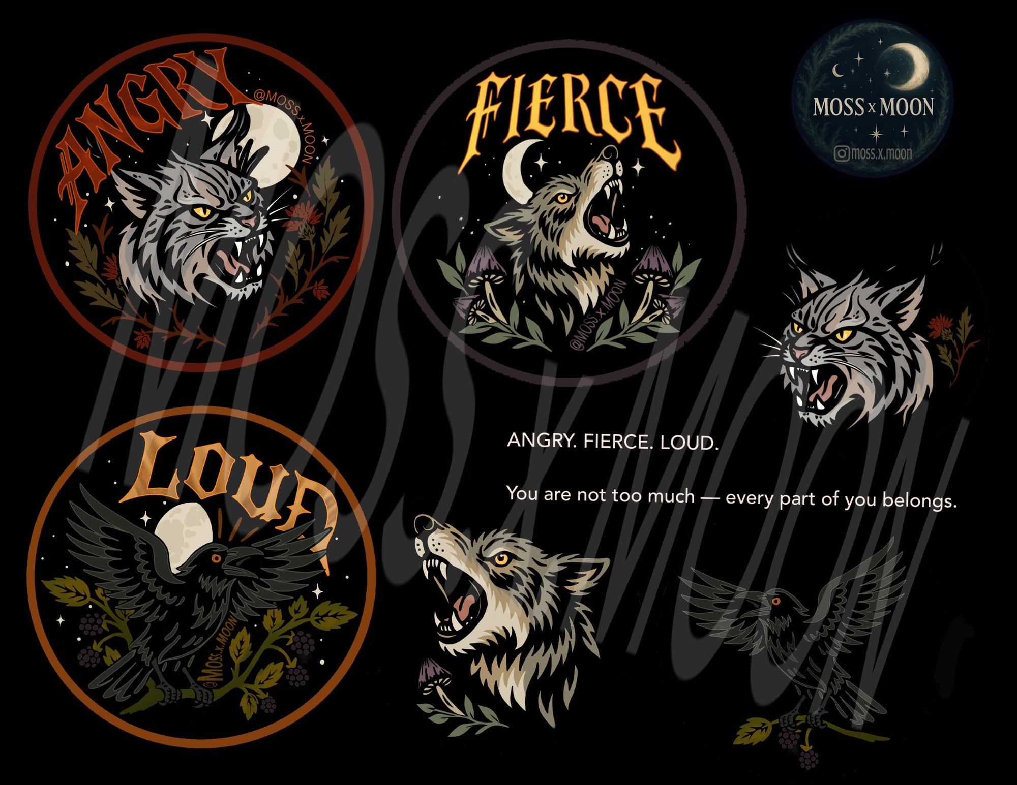 FIERCE. ANGRY. LOUD | 6" Vinyl, Waterproof & Dishwasher Safe Sticker Sheet